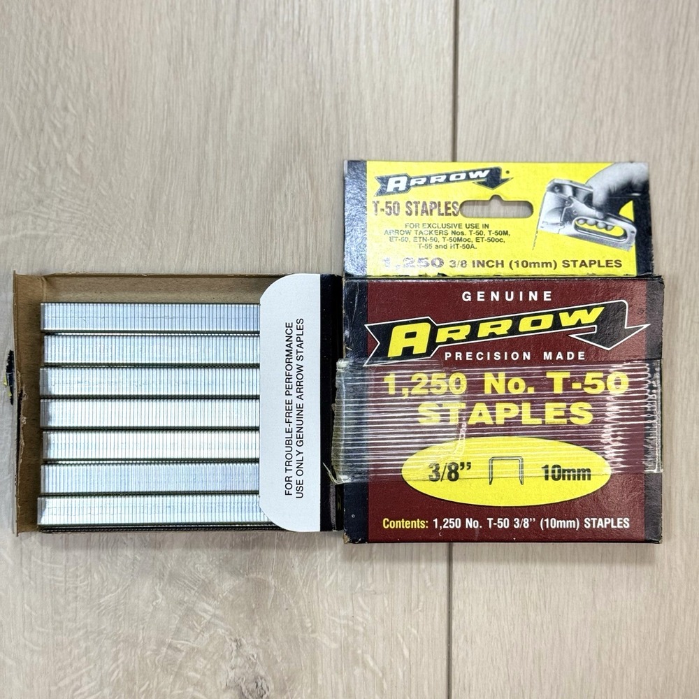 Arrow T50 Staples 3/8 10mm 1250 Count Heavy Duty Staple Gun Refill USA VTG